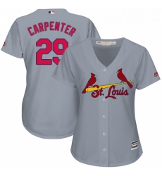Womens Majestic St Louis Cardinals 29 Chris Carpenter Replica Grey Road Cool Base MLB Jersey