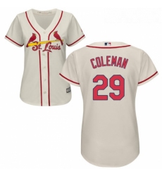 Womens Majestic St Louis Cardinals 29 Vince Coleman Replica Cream Alternate Cool Base MLB Jersey