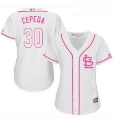 Womens Majestic St Louis Cardinals 30 Orlando Cepeda Authentic White Fashion Cool Base MLB Jersey