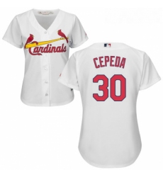 Womens Majestic St Louis Cardinals 30 Orlando Cepeda Authentic White Home Cool Base MLB Jersey