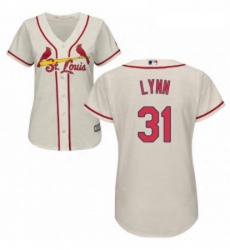 Womens Majestic St Louis Cardinals 31 Lance Lynn Authentic Cream Alternate Cool Base MLB Jersey