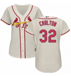 Womens Majestic St Louis Cardinals 32 Steve Carlton Authentic Cream Alternate Cool Base MLB Jersey 
