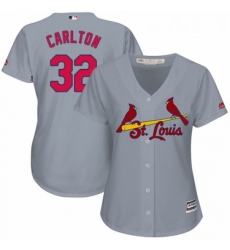 Womens Majestic St Louis Cardinals 32 Steve Carlton Authentic Grey Road Cool Base MLB Jersey 
