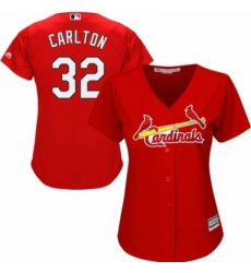 Womens Majestic St Louis Cardinals 32 Steve Carlton Authentic Red Alternate Cool Base MLB Jersey 