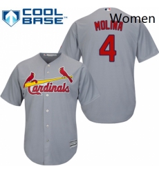 Womens Majestic St Louis Cardinals 4 Yadier Molina Replica Grey Road MLB Jersey