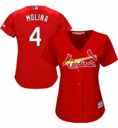 Womens Majestic St Louis Cardinals 4 Yadier Molina Replica Red Alternate Cool Base MLB Jersey