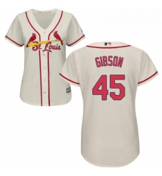Womens Majestic St Louis Cardinals 45 Bob Gibson Replica Cream Alternate Cool Base MLB Jersey