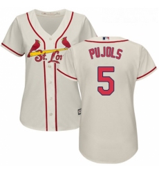 Womens Majestic St Louis Cardinals 5 Albert Pujols Replica Cream Alternate Cool Base MLB Jersey
