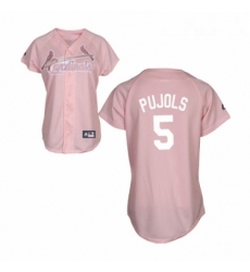 Womens Majestic St Louis Cardinals 5 Albert Pujols Replica Pink Fashion MLB Jersey