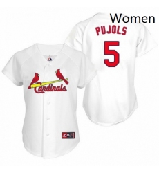 Womens Majestic St Louis Cardinals 5 Albert Pujols Replica White MLB Jersey