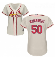 Womens Majestic St Louis Cardinals 50 Adam Wainwright Replica Cream Alternate Cool Base MLB Jersey