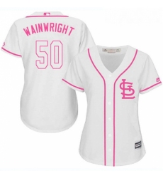 Womens Majestic St Louis Cardinals 50 Adam Wainwright Replica White Fashion Cool Base MLB Jersey