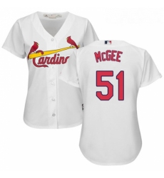 Womens Majestic St Louis Cardinals 51 Willie McGee Authentic White Home Cool Base MLB Jersey