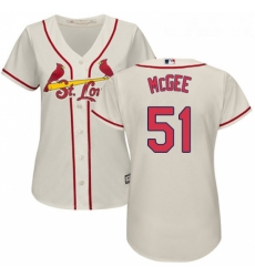 Womens Majestic St Louis Cardinals 51 Willie McGee Replica Cream Alternate Cool Base MLB Jersey