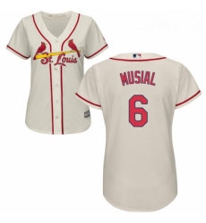 Womens Majestic St Louis Cardinals 6 Stan Musial Replica Cream Alternate Cool Base MLB Jersey