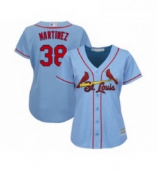 Womens St Louis Cardinals 38 Jose Martinez Replica Light Blue Alternate Cool Base Baseball Jersey 