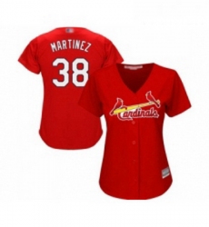 Womens St Louis Cardinals 38 Jose Martinez Replica Red Alternate Cool Base Baseball Jersey 