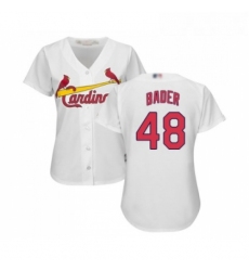 Womens St Louis Cardinals 48 Harrison Bader Replica White Home Cool Base Baseball Jersey 