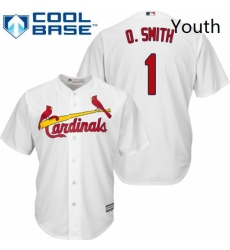 Youth Majestic St Louis Cardinals 1 Ozzie Smith Authentic White Home Cool Base MLB Jersey