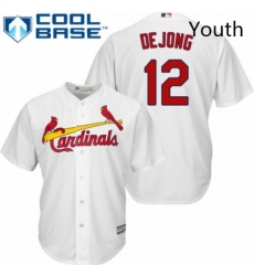 Youth Majestic St Louis Cardinals 12 Paul DeJong Replica White Home Cool Base MLB Jersey 