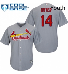 Youth Majestic St Louis Cardinals 14 Ken Boyer Replica Grey Road Cool Base MLB Jersey
