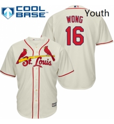 Youth Majestic St Louis Cardinals 16 Kolten Wong Authentic Cream Alternate Cool Base MLB Jersey