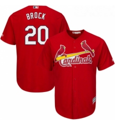 Youth Majestic St Louis Cardinals 20 Lou Brock Authentic Red Alternate Cool Base MLB Jersey