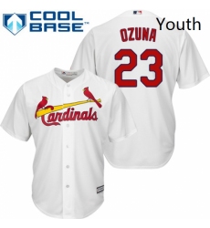 Youth Majestic St Louis Cardinals 23 Marcell Ozuna Replica White Home Cool Base MLB Jersey 