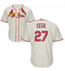 Youth Majestic St Louis Cardinals 27 Brett Cecil Authentic Cream Alternate Cool Base MLB Jersey 