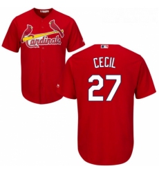 Youth Majestic St Louis Cardinals 27 Brett Cecil Authentic Red Alternate Cool Base MLB Jersey 
