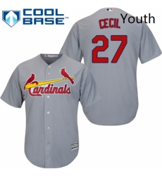 Youth Majestic St Louis Cardinals 27 Brett Cecil Replica Grey Road Cool Base MLB Jersey 
