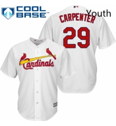 Youth Majestic St Louis Cardinals 29 Chris Carpenter Replica White Home Cool Base MLB Jersey