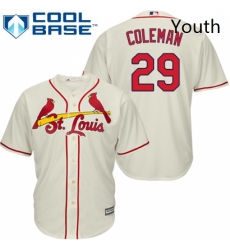 Youth Majestic St Louis Cardinals 29 Vince Coleman Authentic Cream Alternate Cool Base MLB Jersey