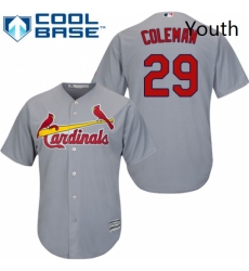Youth Majestic St Louis Cardinals 29 Vince Coleman Authentic Grey Road Cool Base MLB Jersey