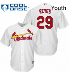 Youth Majestic St Louis Cardinals 29 lex Reyes Replica White Home Cool Base MLB Jersey 