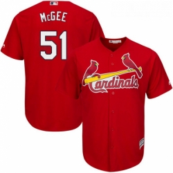 Youth Majestic St Louis Cardinals 51 Willie McGee Authentic Red Alternate Cool Base MLB Jersey