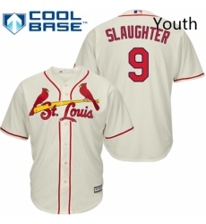 Youth Majestic St Louis Cardinals 9 Enos Slaughter Authentic Cream Alternate Cool Base MLB Jersey
