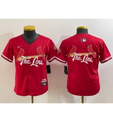 Youth St  Louis Cardinals Team Big Logo Red 2024 City Connect Limited Stitched Baseball Jersey