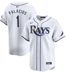 Men Tampa Bay Rays 1 Richie Palacios White Home Limited Stitched Baseball Jersey
