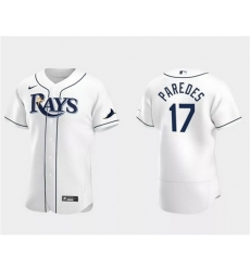 Men Tampa Bay Rays 17 Isaac Paredes White Flex Base Stitched Baseball Jersey