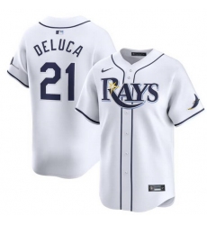 Men Tampa Bay Rays 21 Jonny DeLuca White Home Limited Stitched Baseball Jersey