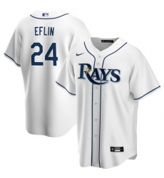 Men Tampa Bay Rays 24 Zach Eflin White Cool Base Stitched Baseball Jersey