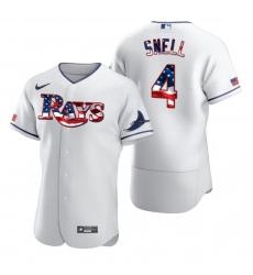 Men Tampa Bay Rays 4 Blake Snell Men Nike White Fluttering USA Flag Limited Edition Flex Base MLB Jersey