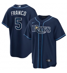 Men Tampa Bay Rays 5 Wander Franco Navy Cool Base Stitched Baseball Jersey