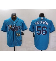 Men Tampa Bay Rays 56 Randy Arozarena Blue Cool Base Stitched Baseball Jersey 3