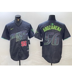 Men Tampa Bay Rays 56 Randy Arozarena Charcoal 2024 City Connect Limited Stitched Baseball Jersey 2