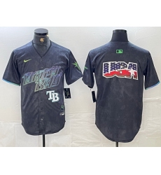 Men Tampa Bay Rays Team Big Logo Charcoal 2024 City Connect Limited Stitched Baseball JerseyS