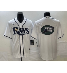 Men Tampa Bay Rays White Team Big Logo Cool Base Stitched Baseball Jersey