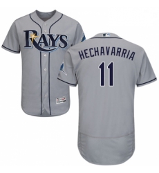 Mens Majestic Tampa Bay Rays 11 Adeiny Hechavarria Grey Flexbase Authentic Collection MLB Jersey