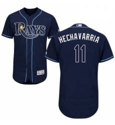 Mens Majestic Tampa Bay Rays 11 Adeiny Hechavarria Navy Blue Flexbase Authentic Collection MLB Jersey